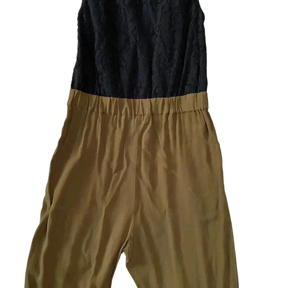 Anthropologie Leifsdottir Sani Lace Back Olive Green Cropped Jumpsuit Size 4 - Picture 9 of 16